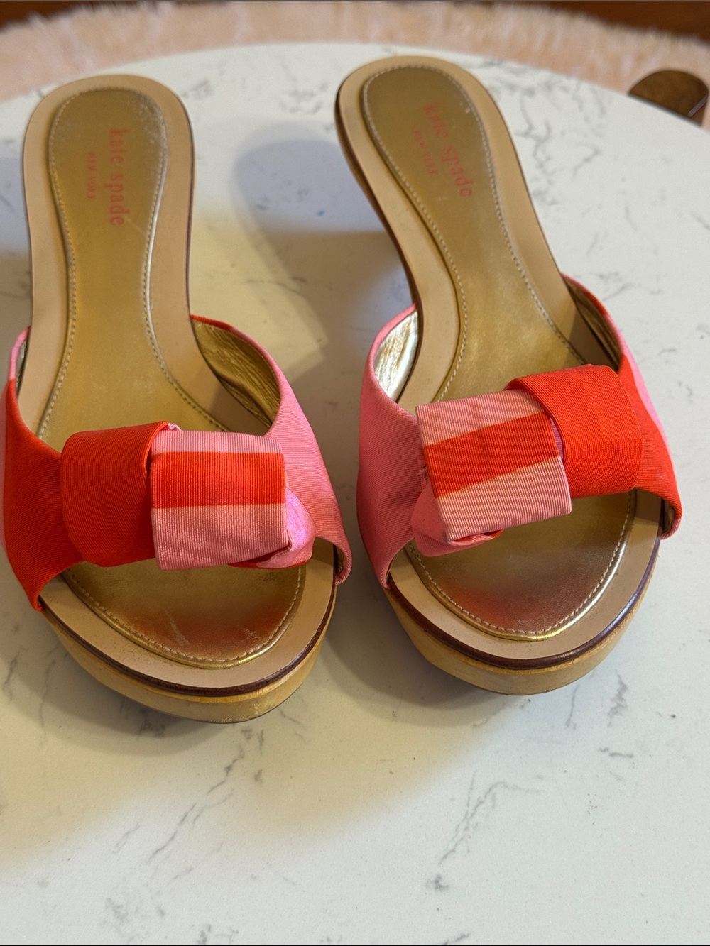 kate spade Pink and Red Bow Slide Mules - Picture 4 of 9